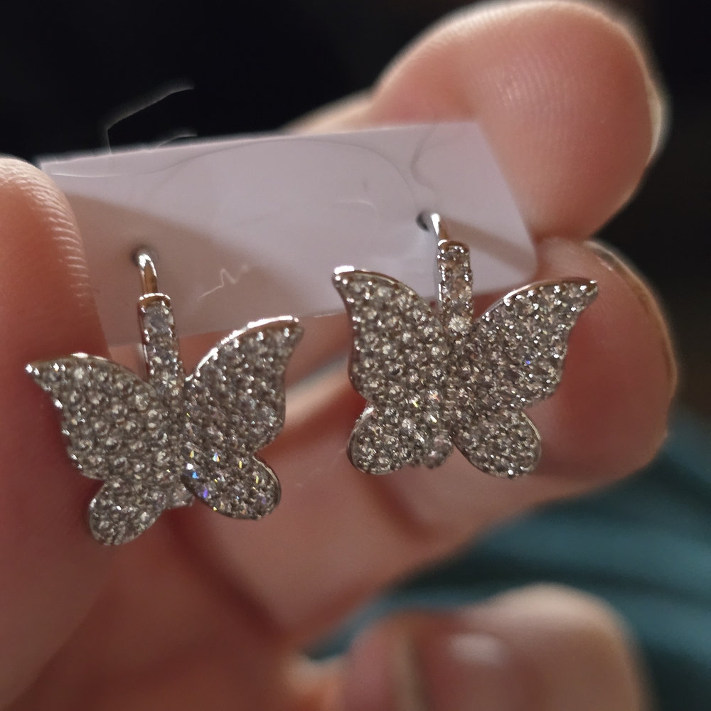Elegant Silver Butterfly Earrings